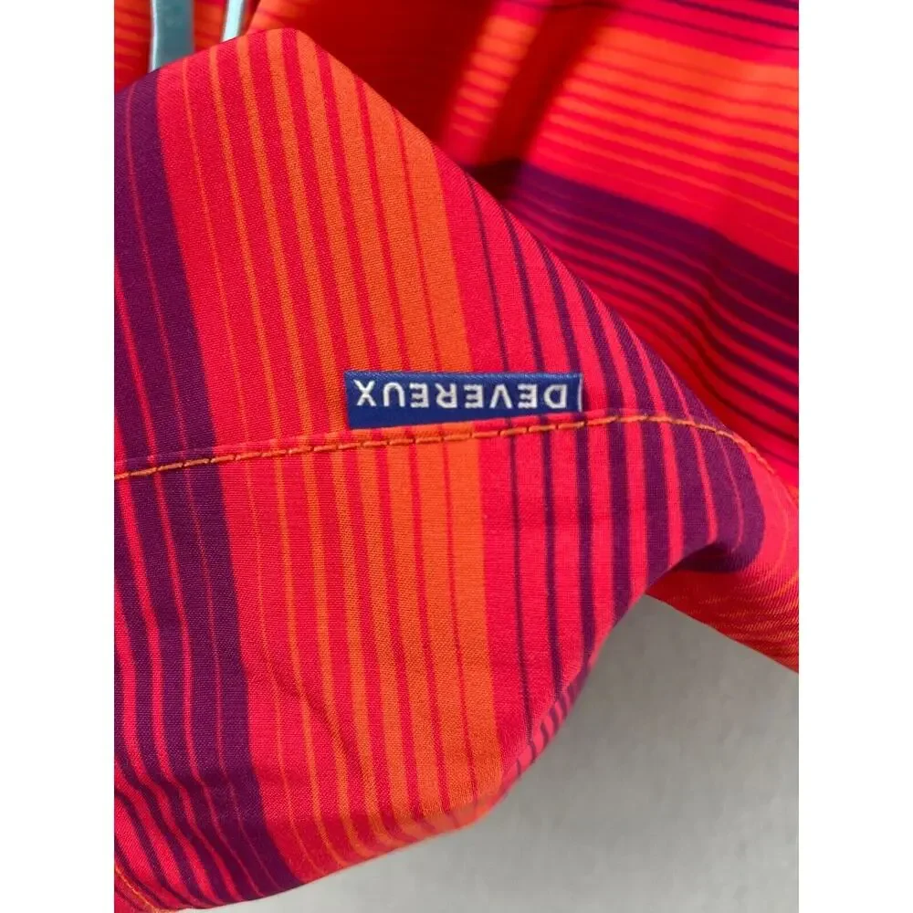 NWT Devereux‎ Board Shorts Mens Sz L Orange Stripe Athletic Stretch Water Swim